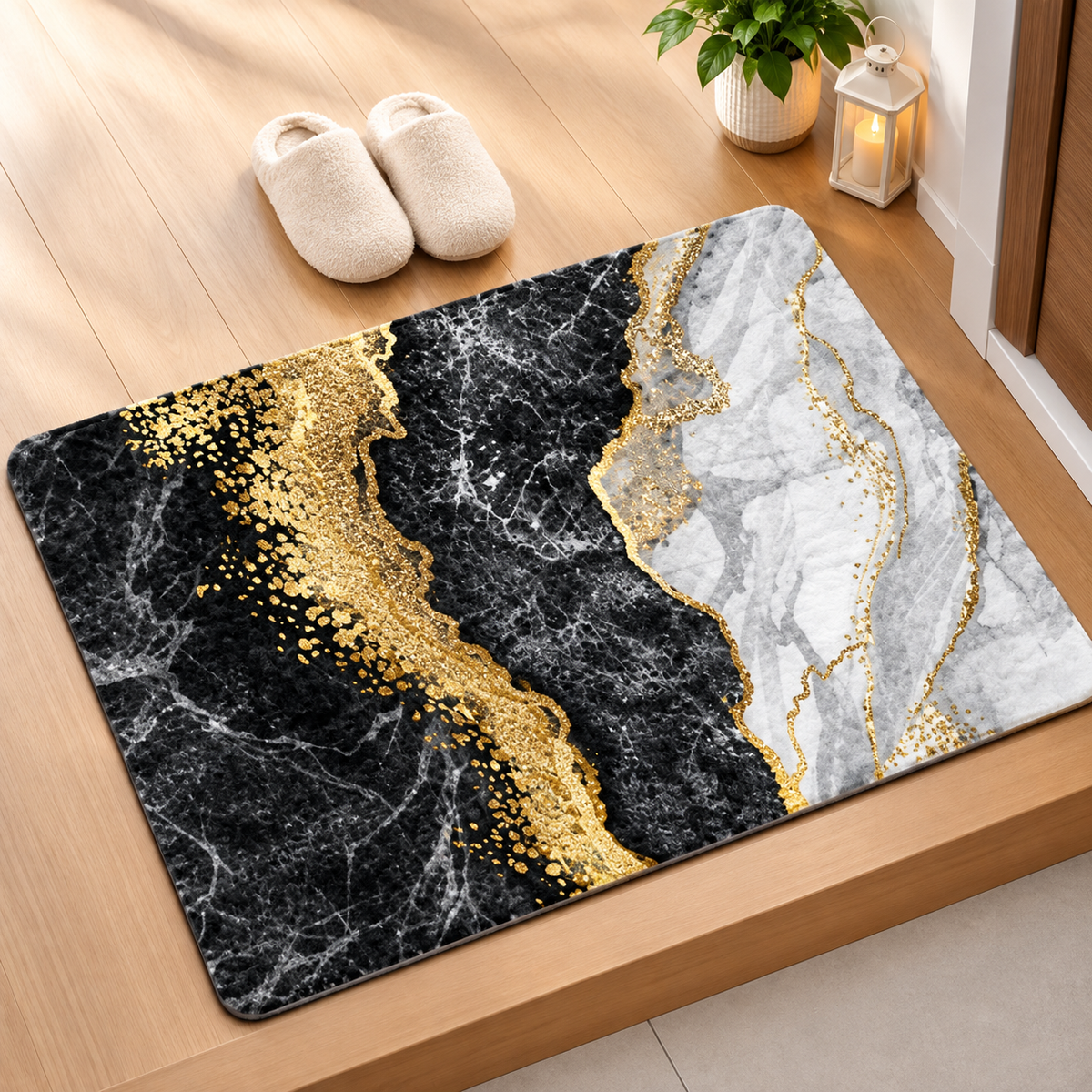 Modern Abstract Marble Bathroom Floor Mat – Non-Slip Mat (39cm x 59cm)