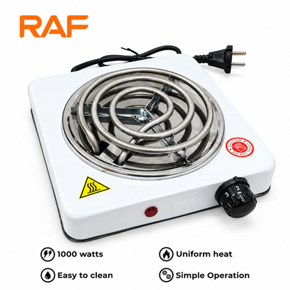 RAF 1000W Electric Stove – Single Burner Hot Plate | Fast Heating, Easy to Clean