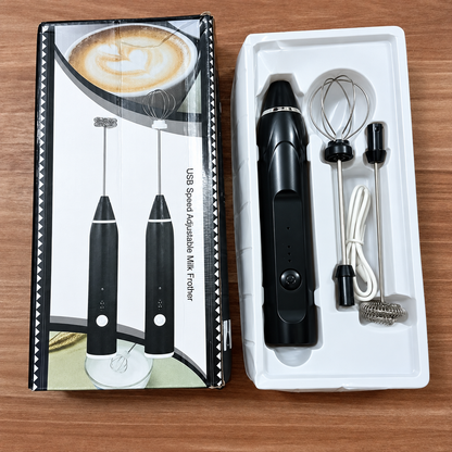 2-in-1 Electric Coffee Beater – USB Rechargeable Milk Frother & Egg Whisk