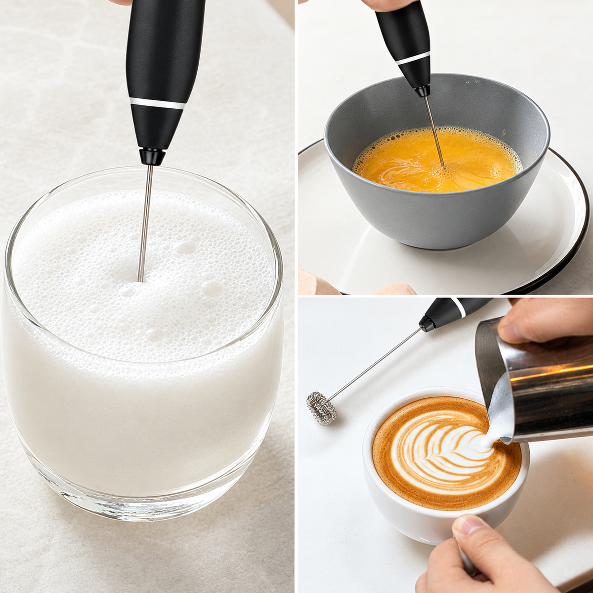 2-in-1 Electric Coffee Beater – USB Rechargeable Milk Frother & Egg Whisk